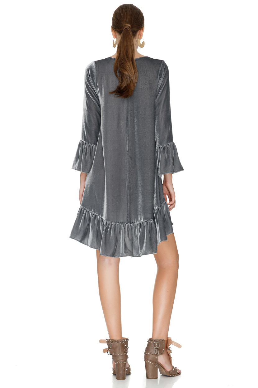 Grey Velvet Mini Dress PNK Casual