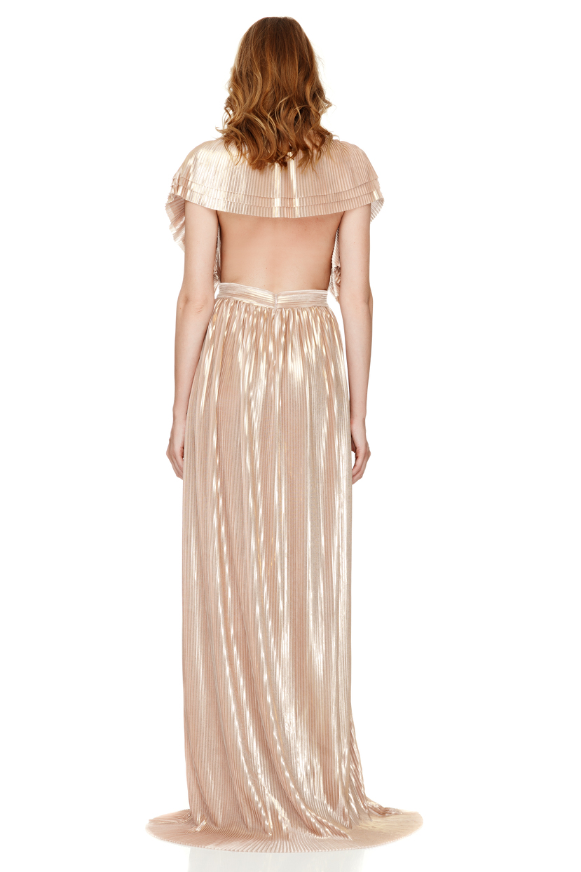 gold pleated gown