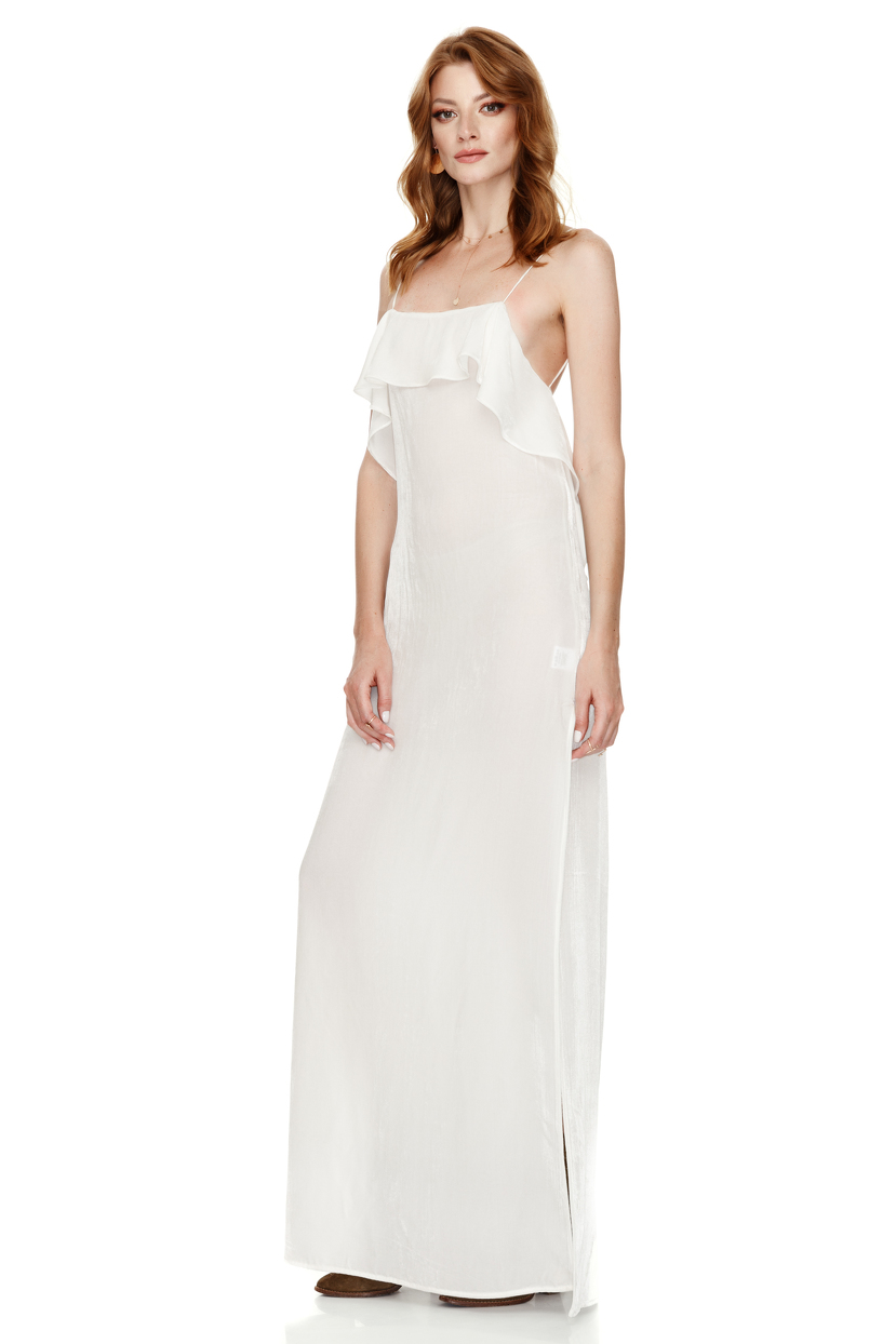 white velvet gown