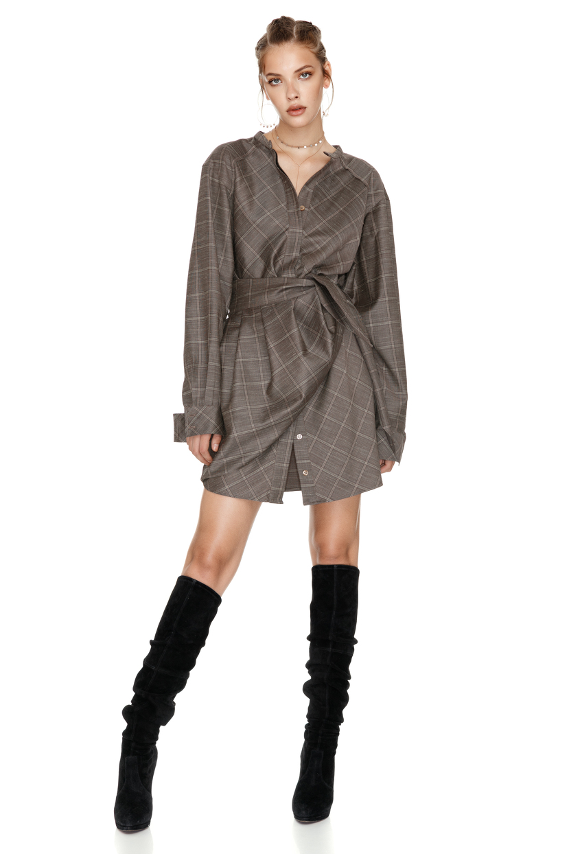 Wrap Effect Wool Mini Dress PNK Casual