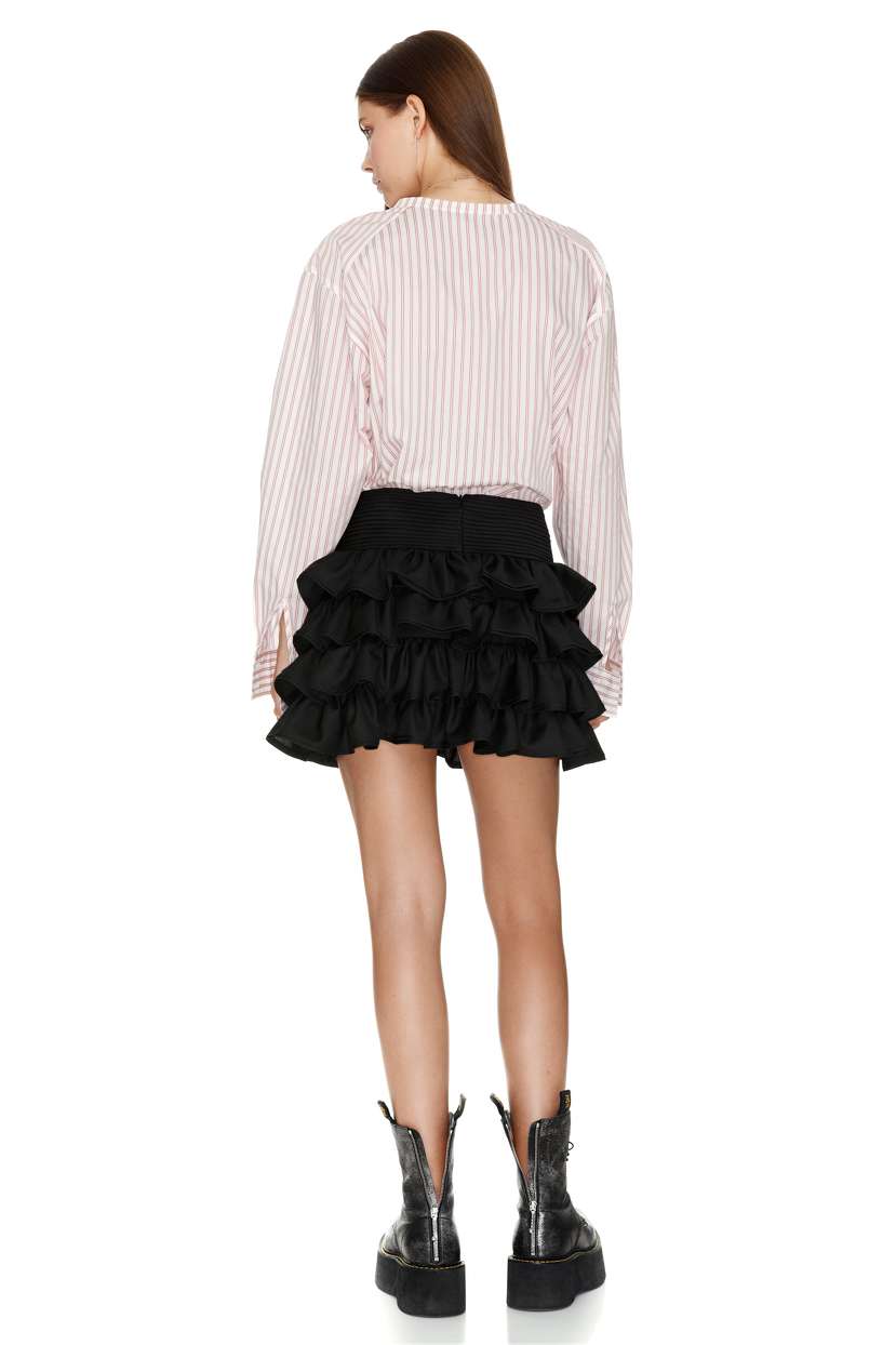 ruffled black mini skirt