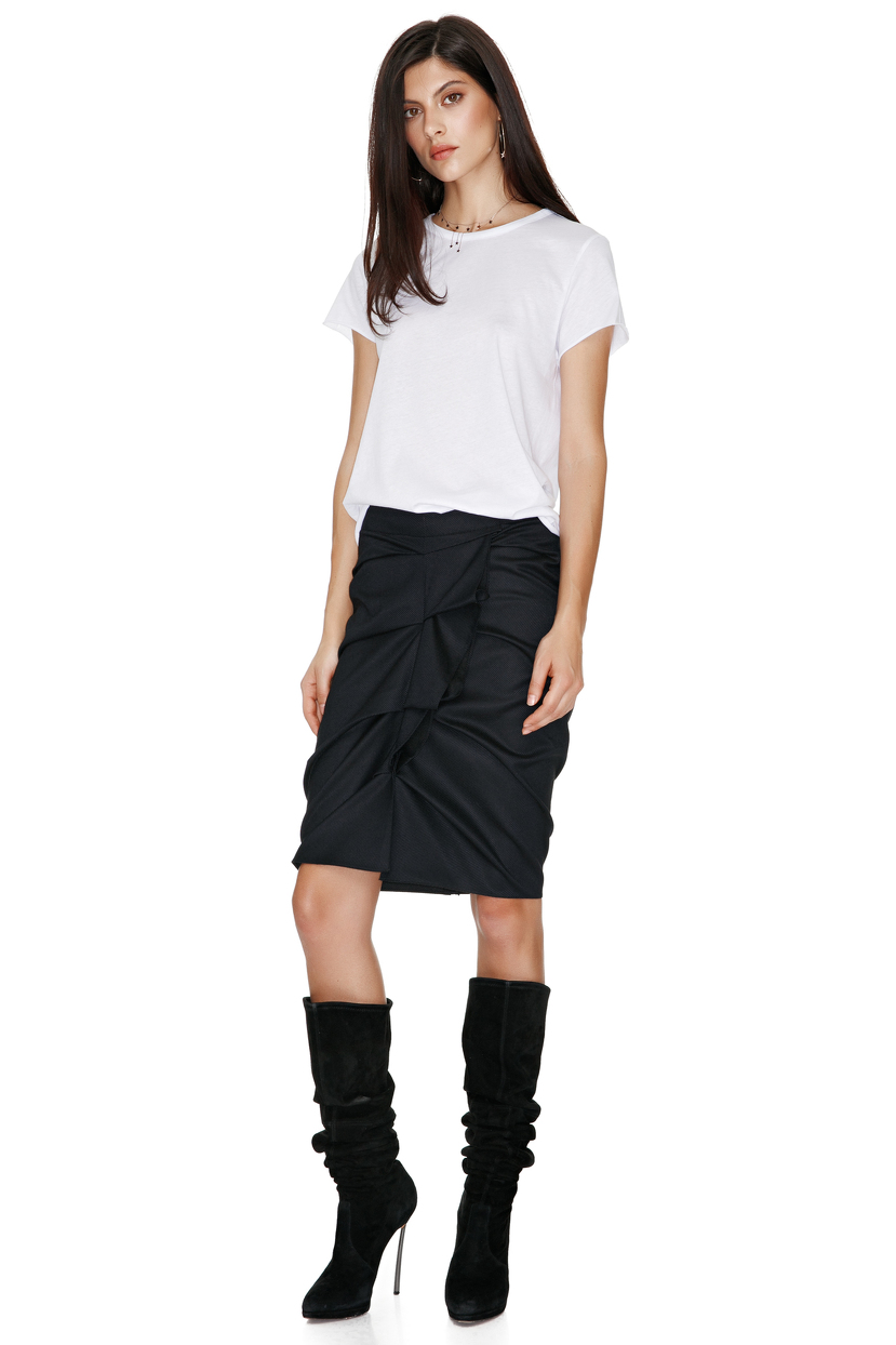 ruffled black mini skirt