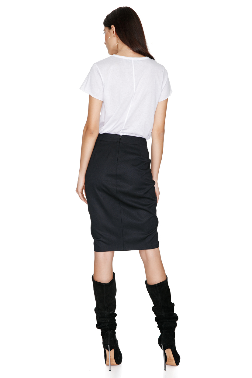 ruffled black mini skirt