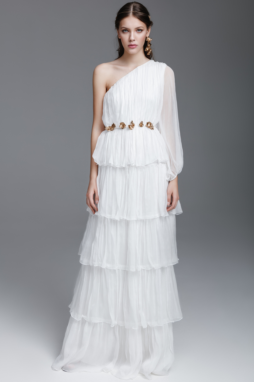 White Silk Long Dress - PNK Casual