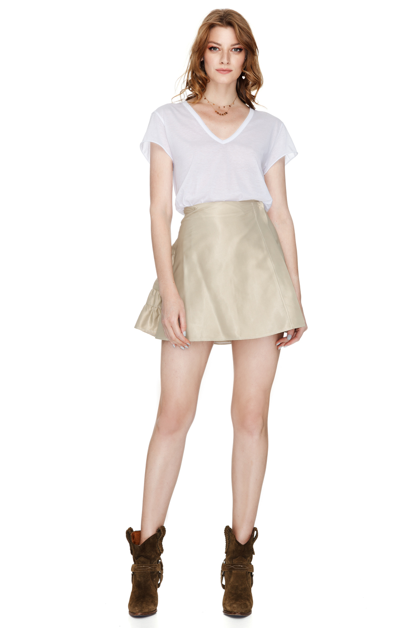 Beige Mini Skirt With Wrap Effect PNK Casual