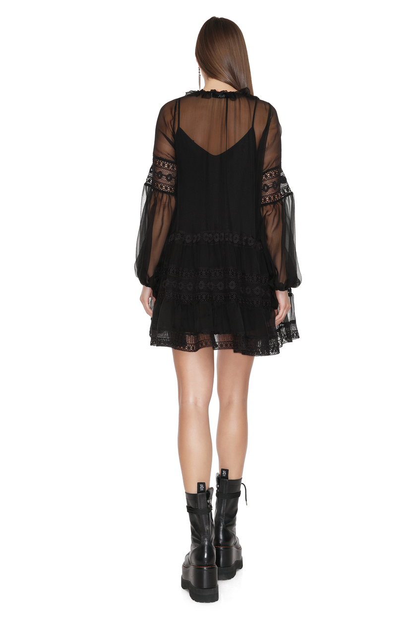 Black Silk Chiffon Mini Dress - PNK Casual