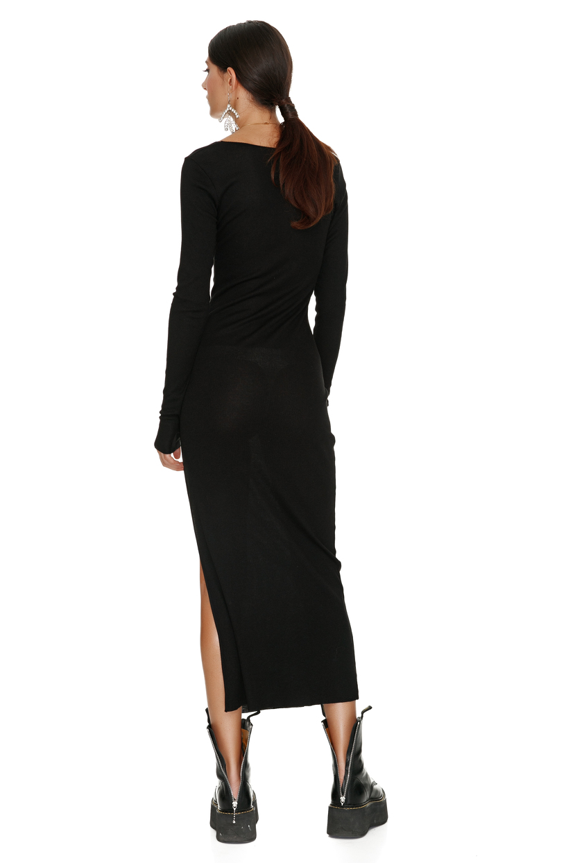black casual midi dress