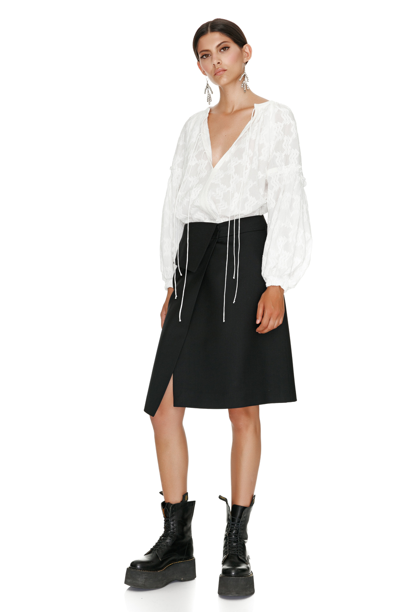 Embroidered cotton white blouse  pnk casual