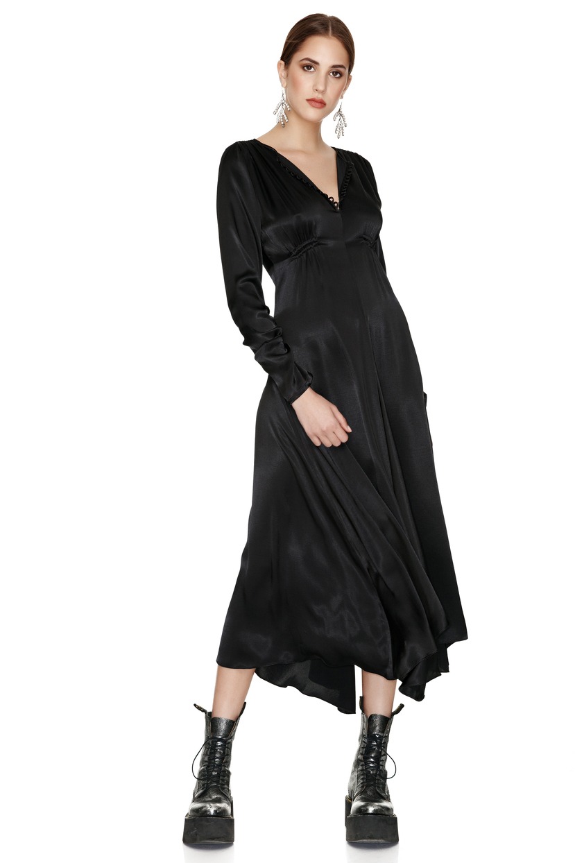 Black MidLength Fluid Dress PNK Casual