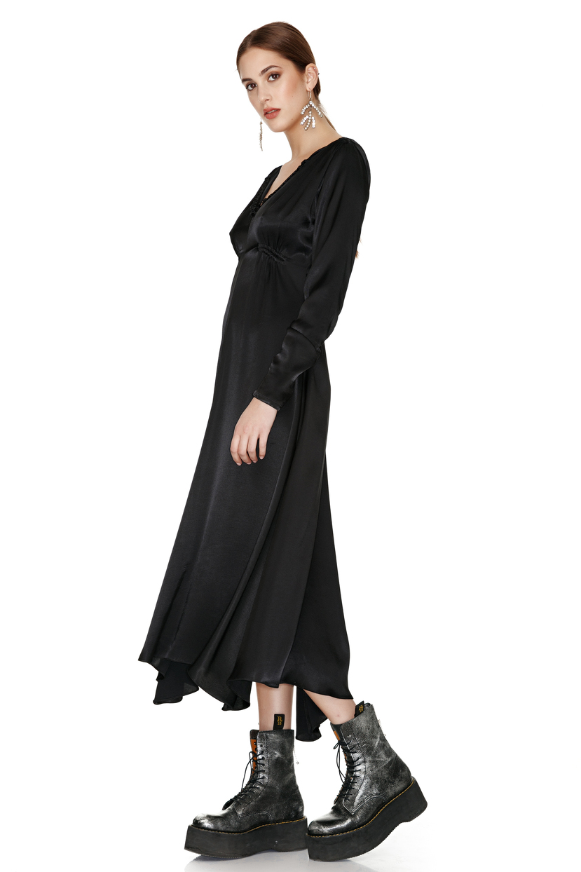 Black MidLength Fluid Dress PNK Casual