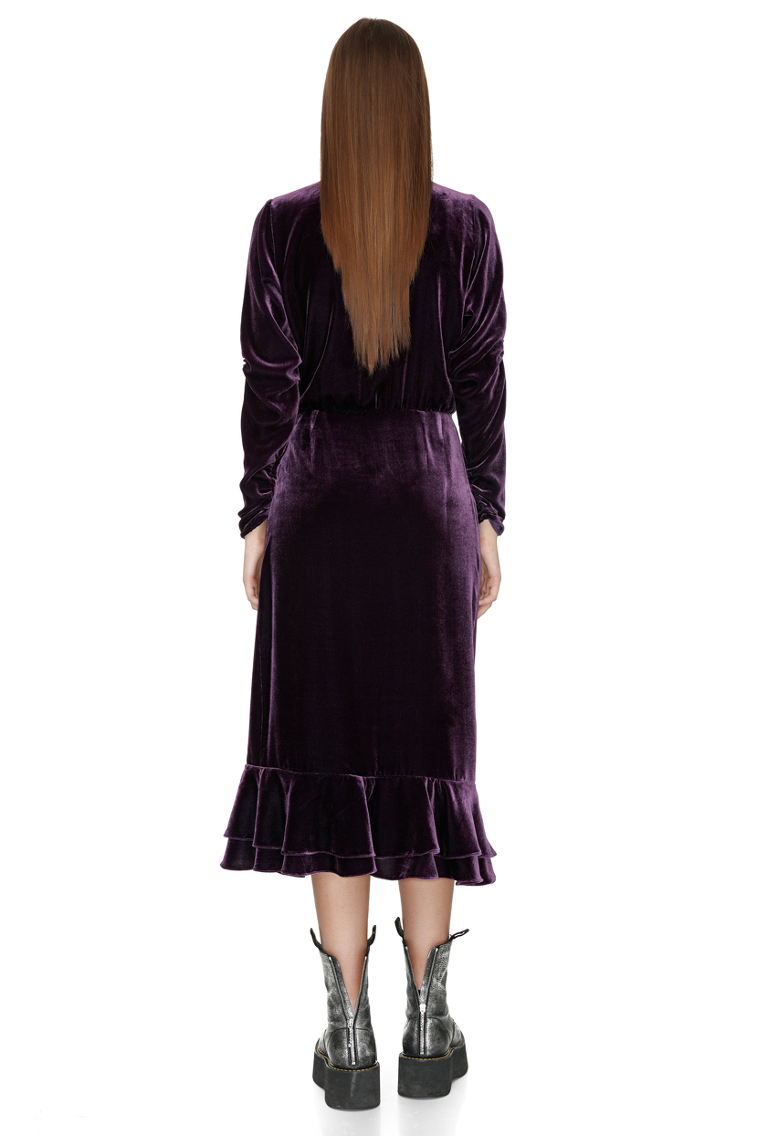 Purple Velvet Wrap Midi Dress - PNK Casual