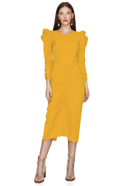 Slimming Effect Yellow Midi Dress - PNK Casual