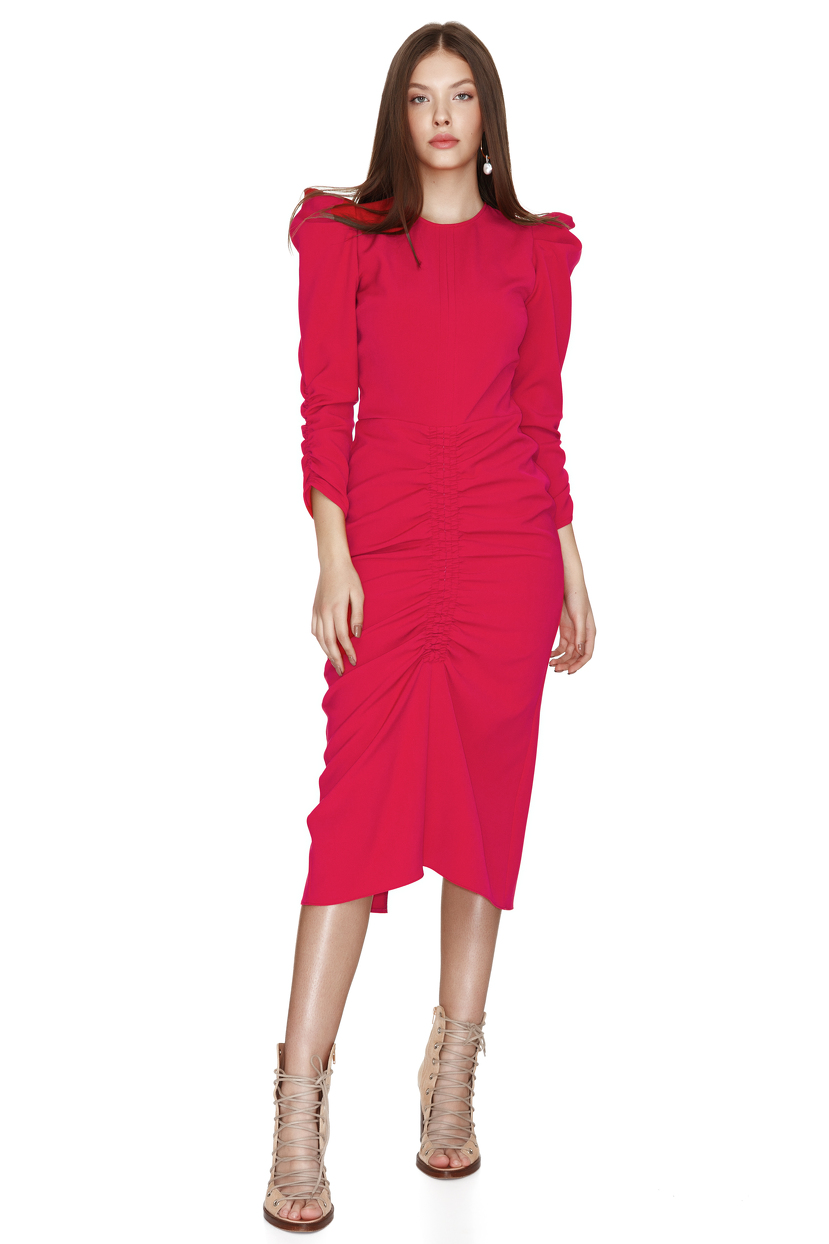 Slimming Effect Fuchsia Midi Dress - PNK Casual