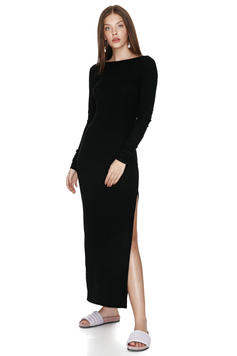 Backless Cotton Rib Dress PNK Casual