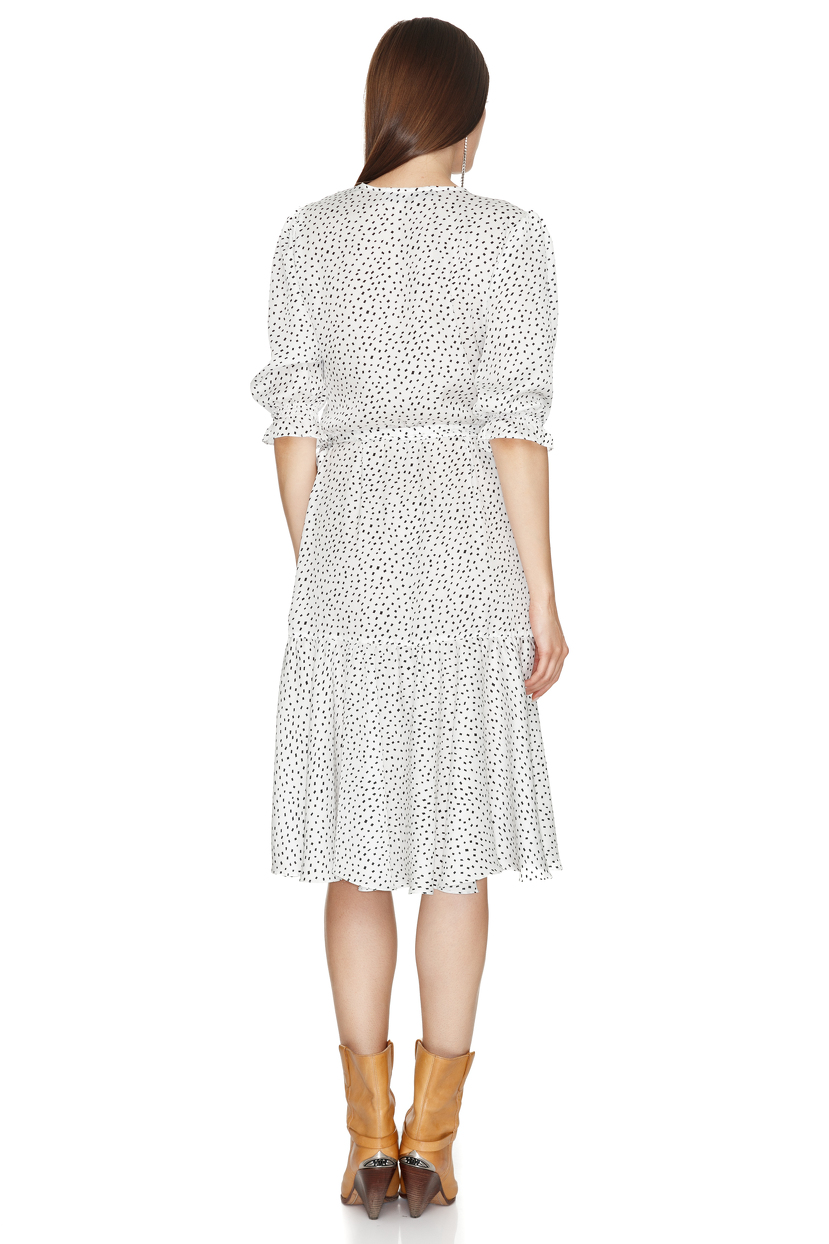 White Wrap-Effect Midi Dress - PNK Casual