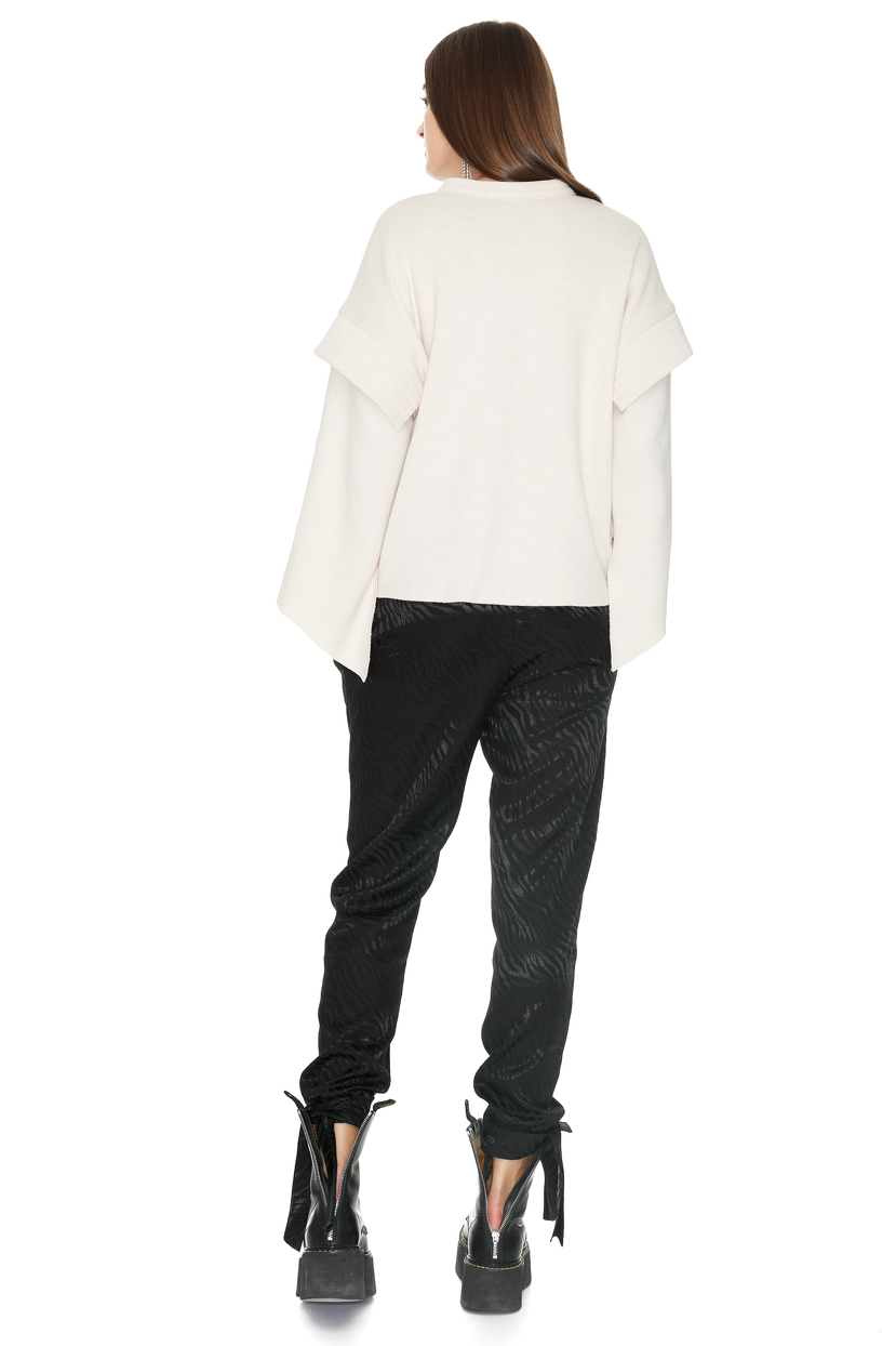 Tapered Black Pants With Elasticated hemline PNK Casual