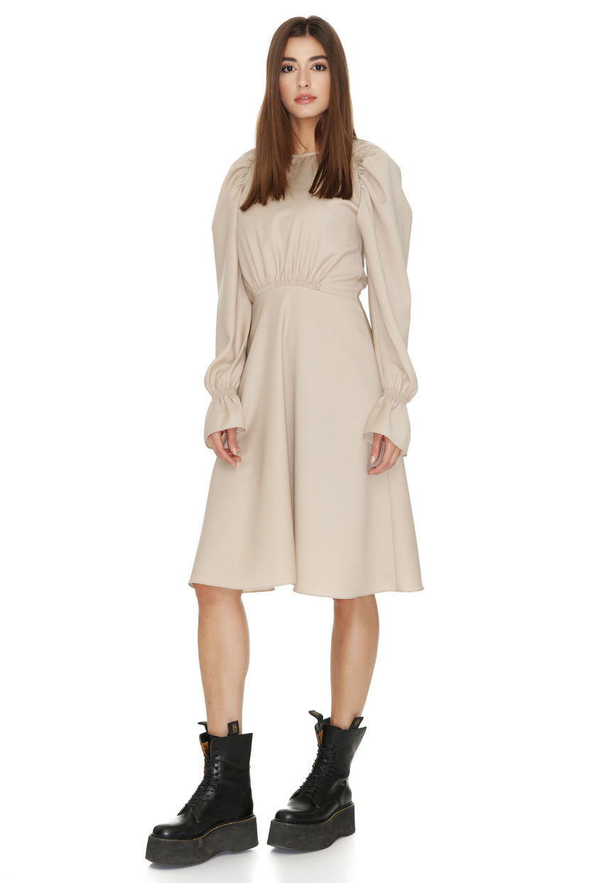 long sleeve beige gown