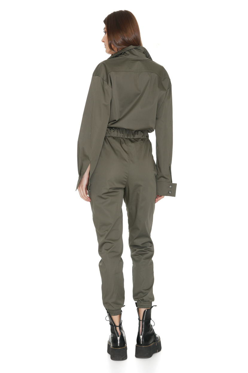 ArmyGreen Cropped Jumpsuit PNK Casual