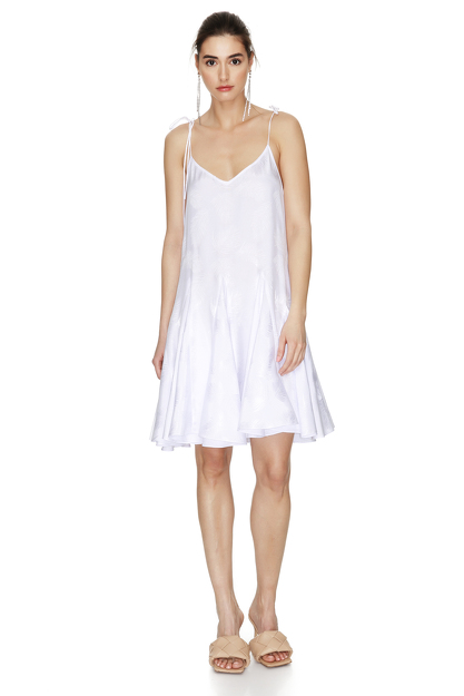 White Viscose Mini Dress With Straps
