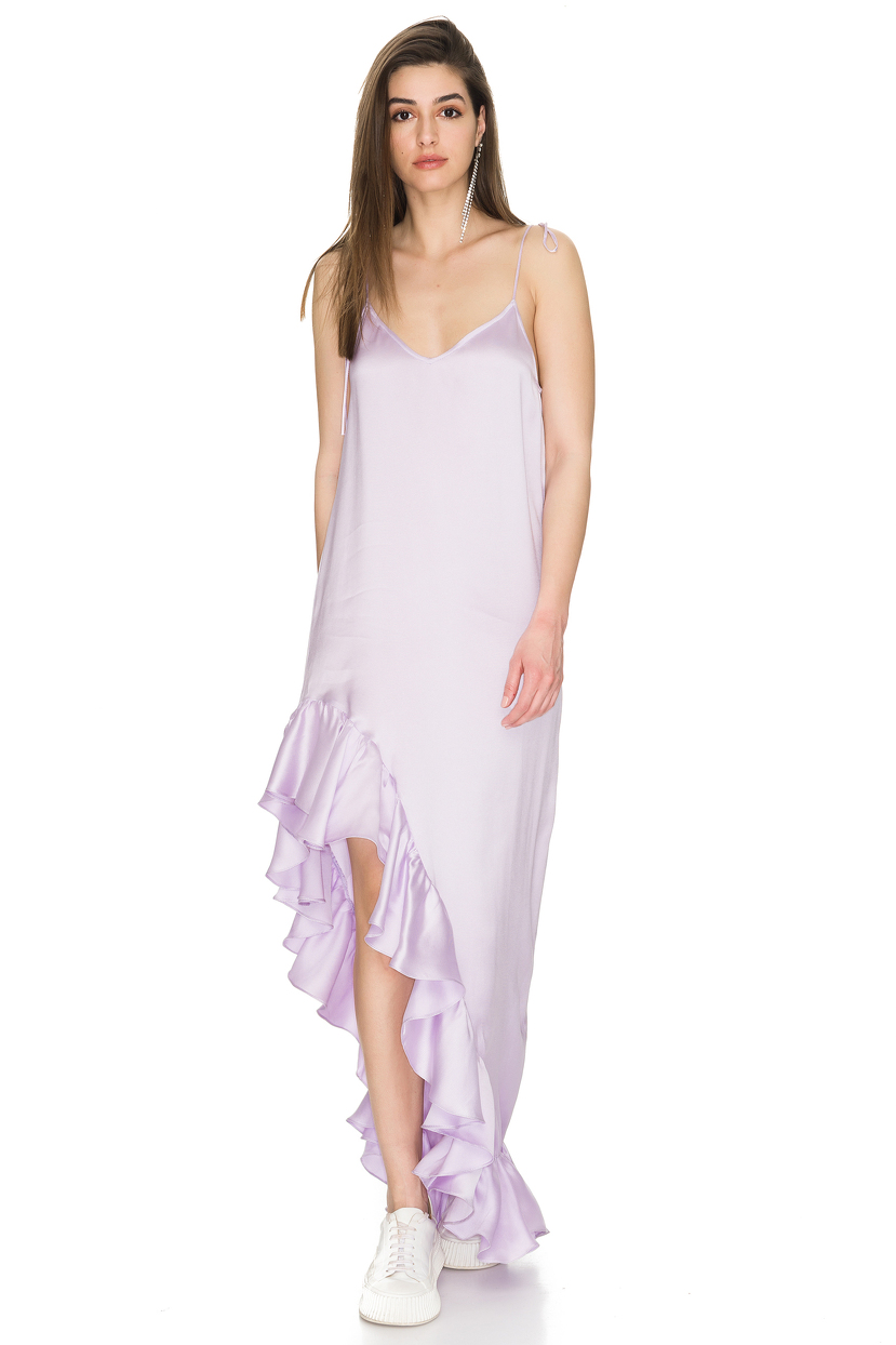 Lavender Asymmetrical Dress with Adjustable Straps - PNK Casual