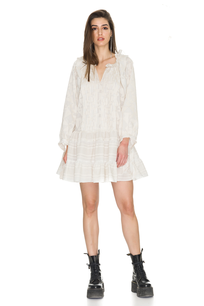 Oversized Off-White Cotton Mini Dress - PNK Casual