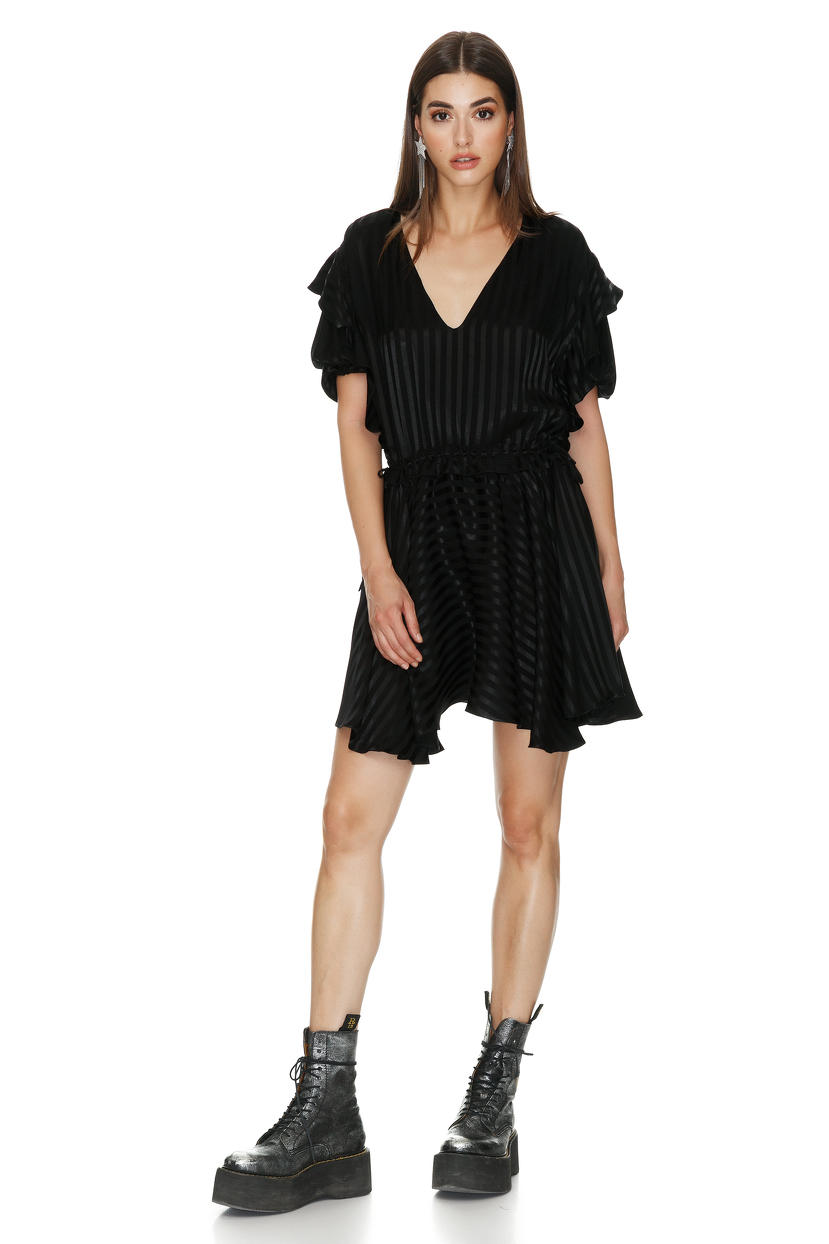 Black Mini Dress With Ruffles PNK Casual