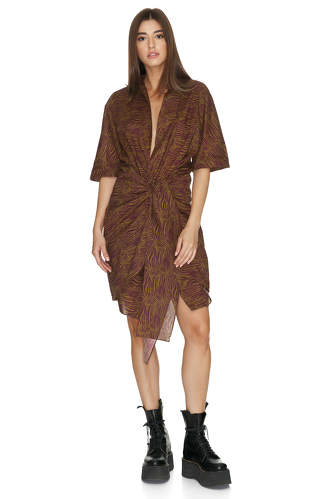 Printed Cotton Wrap Mini Dress - PNK Casual