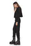Black Wool Pants With Chain Detail at the Waist