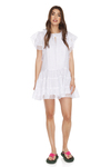 White Linen Dress With Cotton Embroidered Insertions