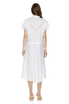 White Linen Midi Dress With Cotton Lace Insertions