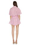 Pink Linen Mini Dress With Elasticated Waistband