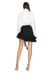Black Wool Asymmetrical Mini Skirt With Ruffles