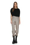 Brown-Gold Linen Pants With Waist Detail