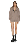 Brown Cotton Oversized Long Hoodie