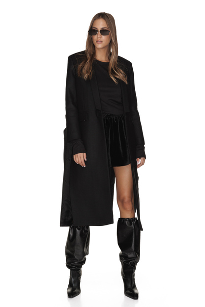 Black Wool Cutout Coat