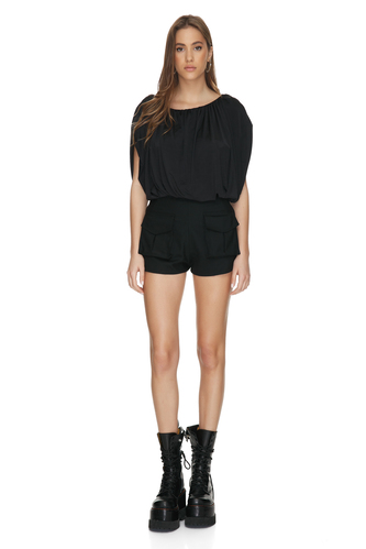 Black Bodysuit With Cutout Details At The Waist - PNK Casual