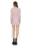 Ribbed Knit Cotton Pink Dress With Side Detail