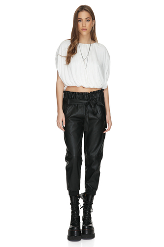 Draped White Viscose Top - PNK Casual
