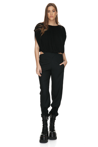 Draped Black Viscose Top - PNK Casual