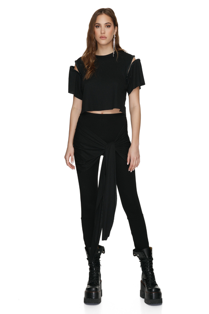 Stretchy Black Pants With Detail at the Waist