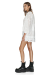 White Cotton Mini Dress With Crochet Hem