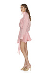 Asymmetrical Pink Linen Mini Skirt