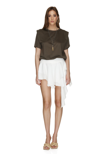 Asymmetrical White Cotton Mini Skirt - PNK Casual
