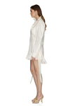 Off-White Linen Dress With Oversized Shoulders