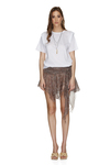Brown Printed Silk Mini Skirt