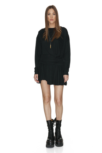 Black Draped Mini Dress - PNK Casual