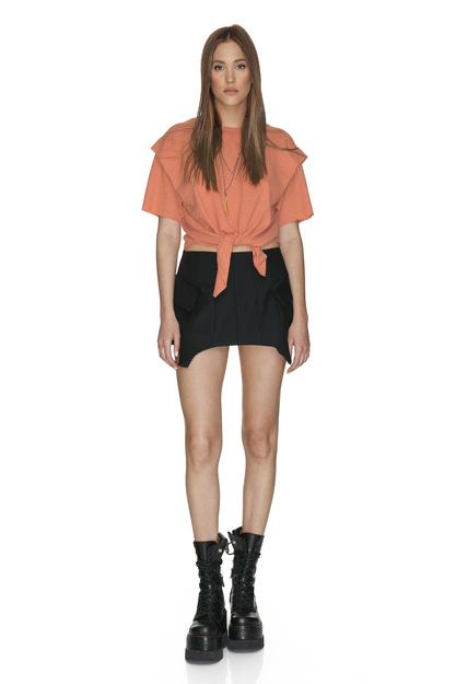 Orange Cotton Top With Front Detail