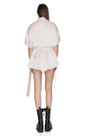 Off-White Viscose Mini Dress With Elasticated Waistband