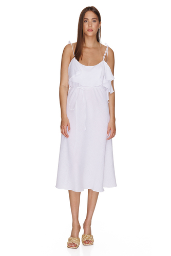 Backless White Cotton Midi Dress - PNK Casual