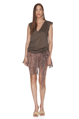 Neckline Kaki Cotton Top - PNK Casual